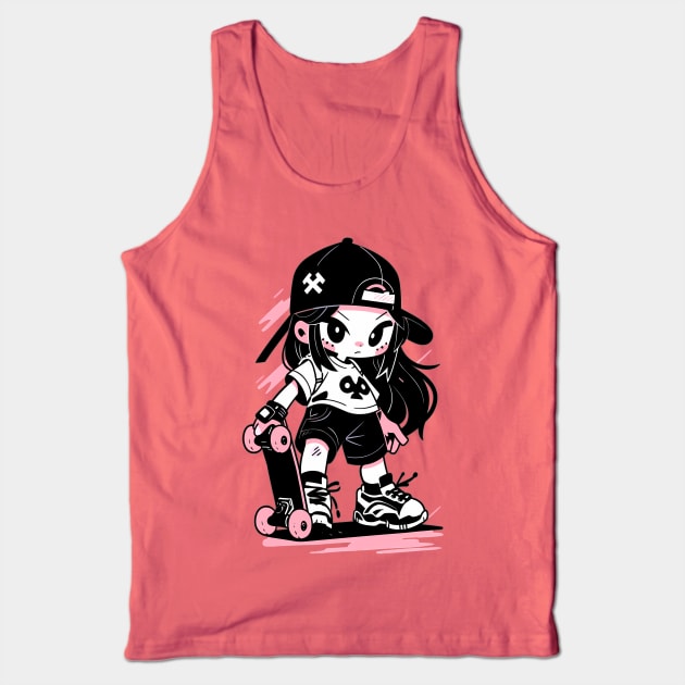 Skater Girl. For Skateboard Lovers. Tank Top by ImativaDesign